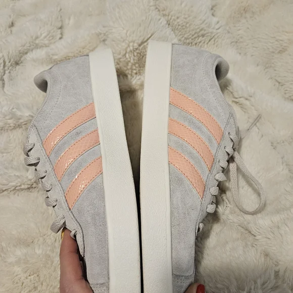 Adidas Women's Gray and Peach Sneakers - Picture 6 of 10